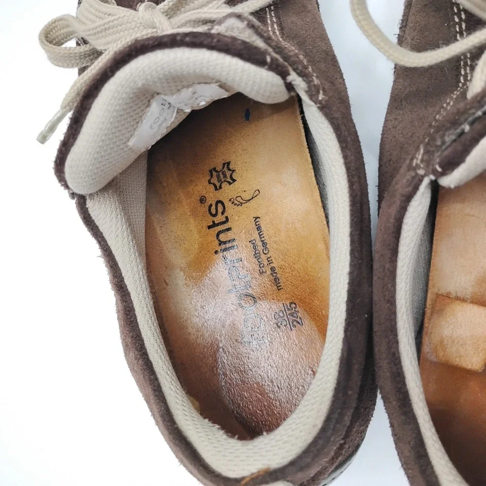 Footprints by Birkenstock Women's Brown Suede Lace Up Sneakers EU 38 US 7.5